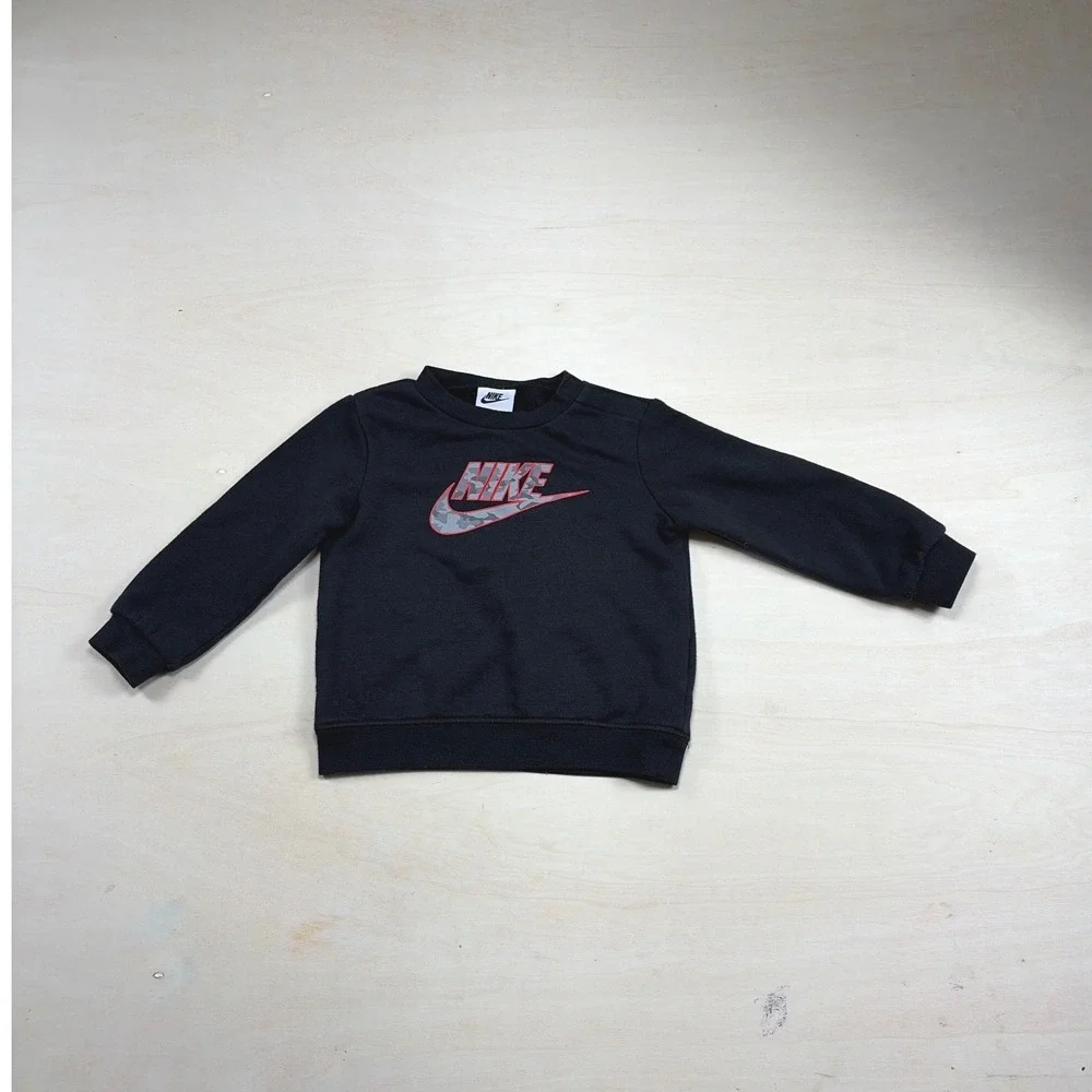 Nike Toddler Boys Black Camo Logo Fleece Crewneck Sweatshirt 24M 86-92cm